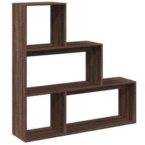 Kamerscherm / boekenkast 3-laags 123x29x123 cm hout bruin eiken 2