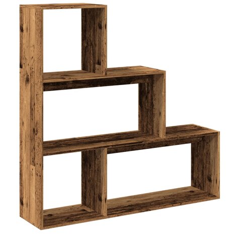 Kamerscherm / boekenkast 3-laags 123x29x123 cm hout oud hout 2