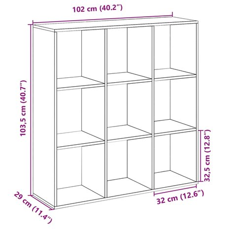 Kamerscherm / boekenkast 102x29x103,5 cm bewerkt hout wit 11