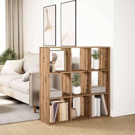 Kamerscherm / boekenkast 102x29x103,5 cm hout artisanaal eiken 4