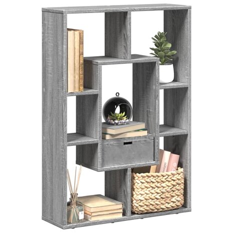 Boekenkast 63x20x90 cm bewerkt hout grijs sonoma eikenkleurig 1