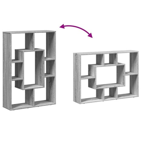 Boekenkast 63x20x90 cm bewerkt hout grijs sonoma eikenkleurig 8