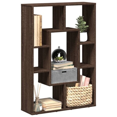 Boekenkast 63x20x90 cm bewerkt hout bruin eikenkleurig 1