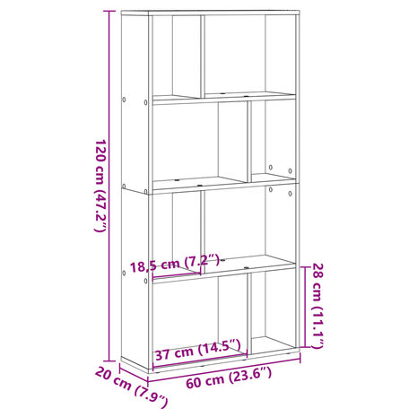 Boekenkast 60x20x120 cm bewerkt hout wit 11