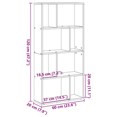 Boekenkast 60x20x120 cm bewerkt hout zwart 11