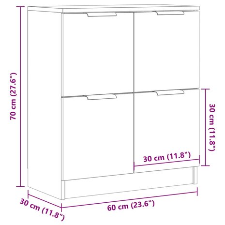 Dressoir 60x30x70 cm bewerkt hout oud houtkleurig 10