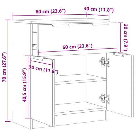 Dressoir 60x30x70 cm bewerkt hout artisan eikenkleurig 10