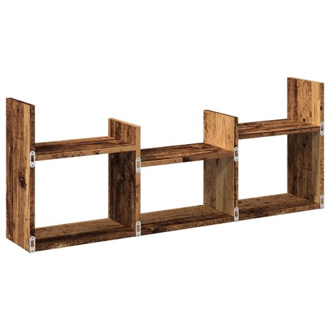 Wandkast 100x18x40 cm bewerkt hout oud houtkleurig 6