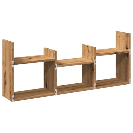 Wandkast 100x18x40 cm bewerkt hout artinsanaal eikenkleurig 6