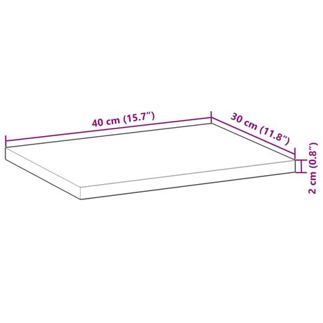 Tafelblad rechthoekig 40x30x2 cm massief acaciahout 9