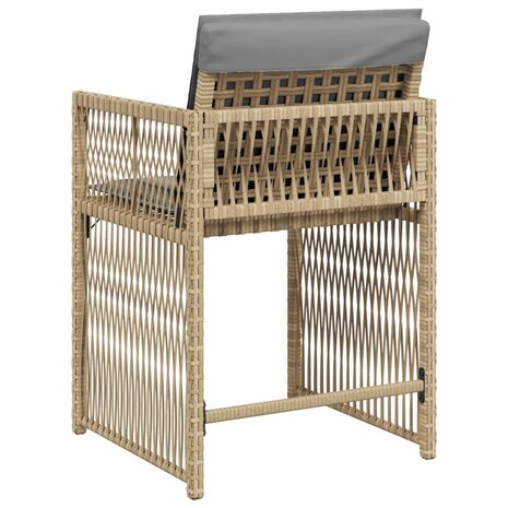 Tuinstoelen 4 st met kussens poly rattan gemengd beige 7