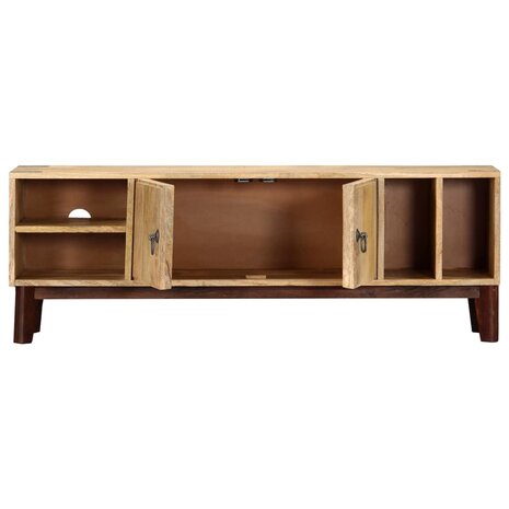 Tv-meubel 130x30x46 cm massief ruw mangohout 4