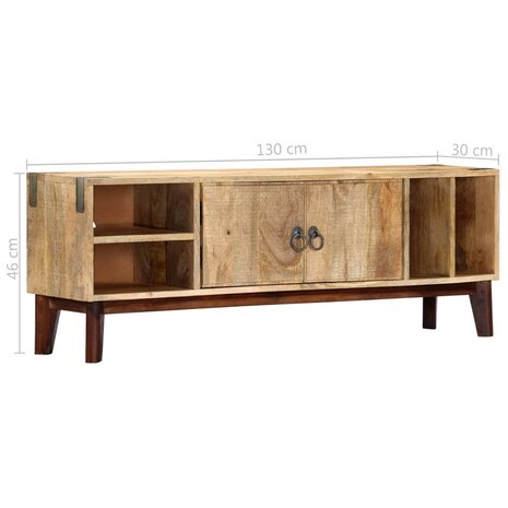 Tv-meubel 130x30x46 cm massief ruw mangohout 8