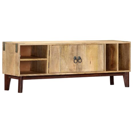 Tv-meubel 130x30x46 cm massief ruw mangohout 9