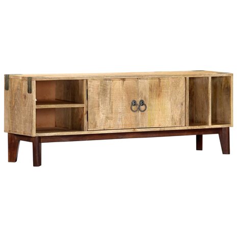 Tv-meubel 130x30x46 cm massief ruw mangohout 11