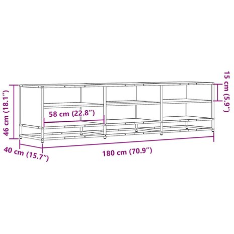 Tv-meubel 180x40x46 cm bewerkt hout zwart 9