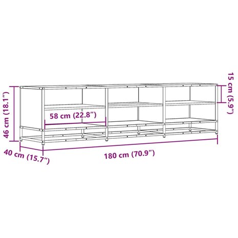 Tv-meubel 180x40x46 cm bewerkt hout gerookt eikenkleurig 9