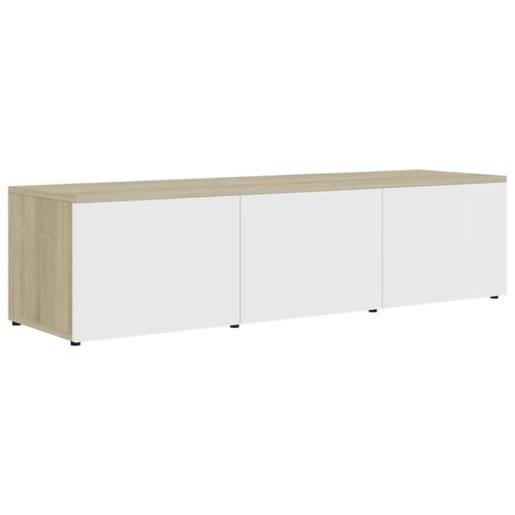 Tv-meubel 120x34x30 cm bewerkt hout wit en sonoma eikenkleurig 2