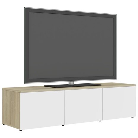 Tv-meubel 120x34x30 cm bewerkt hout wit en sonoma eikenkleurig 3