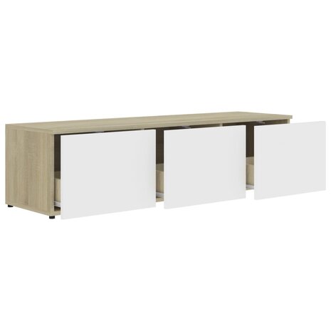 Tv-meubel 120x34x30 cm bewerkt hout wit en sonoma eikenkleurig 8