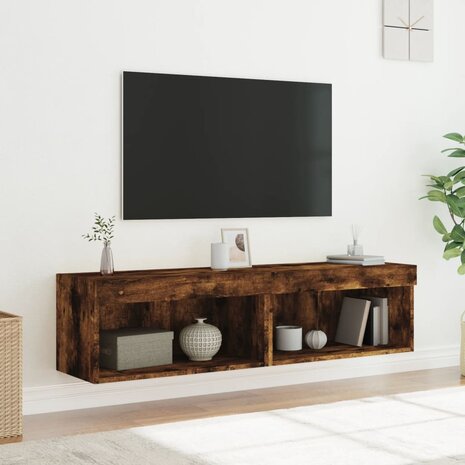 Tv-meubels met LED-verlichting 2 st 60x30x30 cm gerookt eiken 5