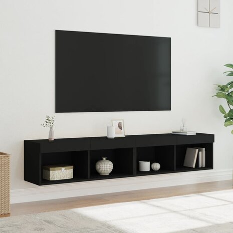 Tv-meubels met LED-verlichting 2 st 80x30x30 cm zwart 1