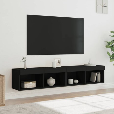 Tv-meubels met LED-verlichting 2 st 80x30x30 cm zwart 5