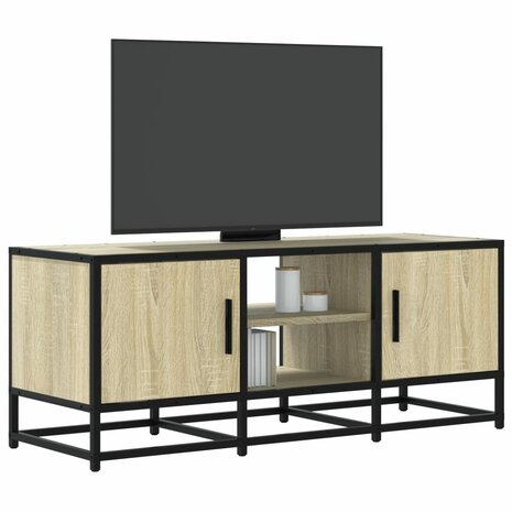 Tv-meubel 100x35x41 cm bewerkt hout metaal sonoma eikenkleurig 1