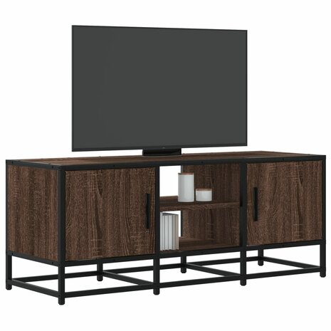 Tv-meubel 100x35x41 cm bewerkt hout metaal bruin eikenkleur 1