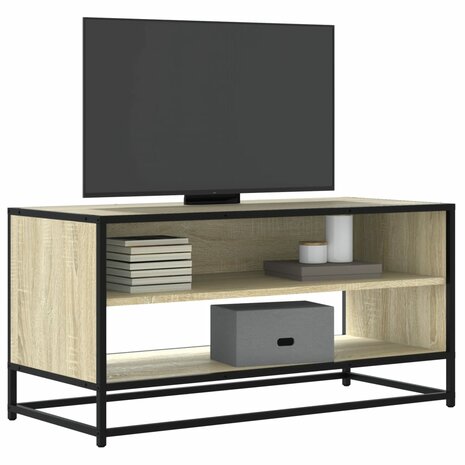 Tv-meubel 91x40x46 cm bewerkt hout metaal sonoma eikenkleurig 1