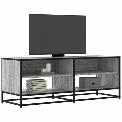 Tv-meubel 120,5x40x46 cm bewerkt hout metaal grijs sonoma eiken 1