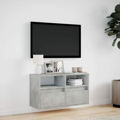 Tv-wandmeubel met LED-verlichting 80x31x45 cm betongrijs 4