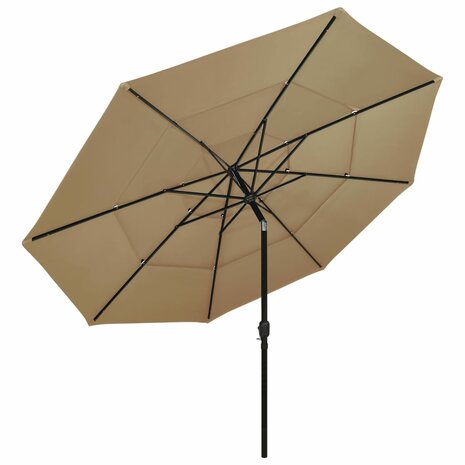 Parasol 3-laags met aluminium paal 3,5 m taupe 2