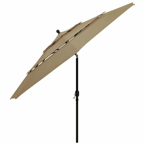 Parasol 3-laags met aluminium paal 3,5 m taupe 3