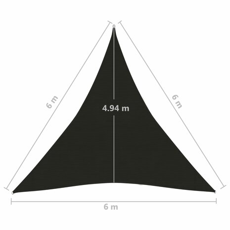 Zonnezeil 160 g/m² 6x6x6 m HDPE zwart 6