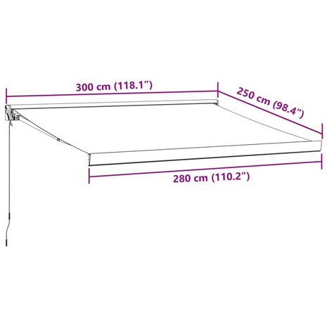 Luifel handmatig uittrekbaar 300x250 cm bruin 9