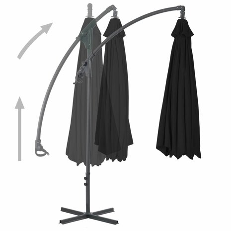 Zweefparasol met stalen paal 250x250 cm zwart 2