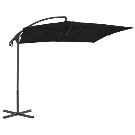 Zweefparasol met stalen paal 250x250 cm zwart 3