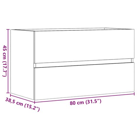 Badkamerwandkast 80x38,5x45 cm bewerkt hout artisanaal eiken 11