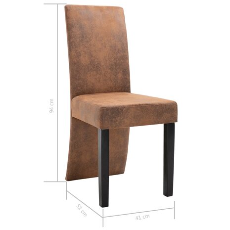 Eetkamerstoelen 4 st kunstsuède bruin 9