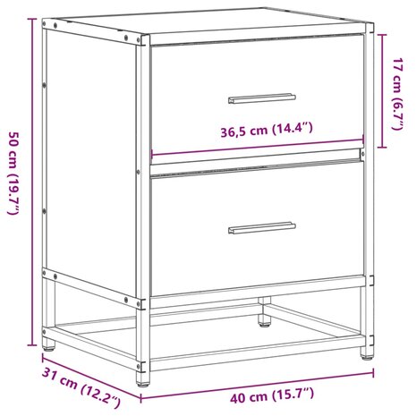 Nachtkastjes 2 st 40x31x50 cm bewerkt hout sonoma eikenkleurig 12