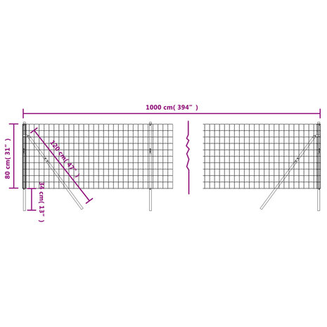 Draadgaashek 0,8x10 m gegalvaniseerd staal groen 5