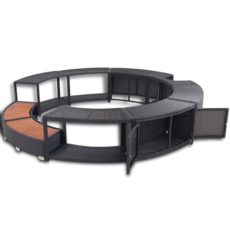 Hottub-ombouw poly rattan zwart 4