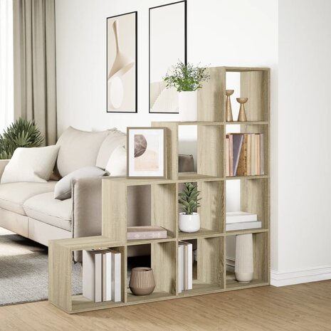 Kamerscherm / boekenkast 131,5x29x131,5 cm hout sonoma eiken 4