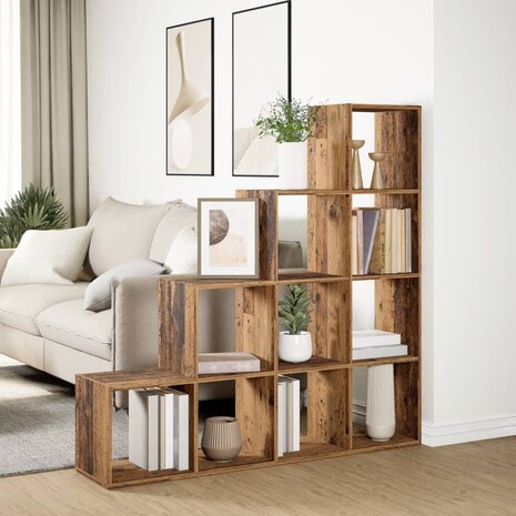 Kamerscherm / boekenkast 131,5x29x131,5 cm hout oud hout 4