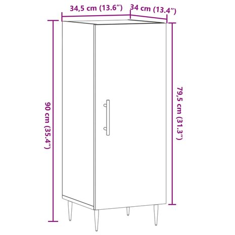 Dressoir 34,5x34x90 cm bewerkt hout oud houtkleurig 11