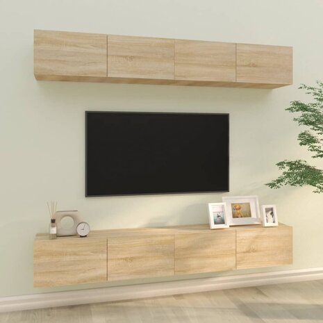 Tv-wandmeubels 4 st 100x30x30 cm sonoma eikenkleurig 1