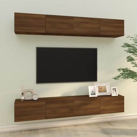 Tv-wandmeubels 4 st 100x30x30 cm bruin eikenkleur 1