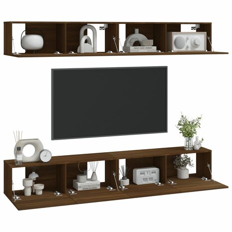 Tv-wandmeubels 4 st 100x30x30 cm bruin eikenkleur 3