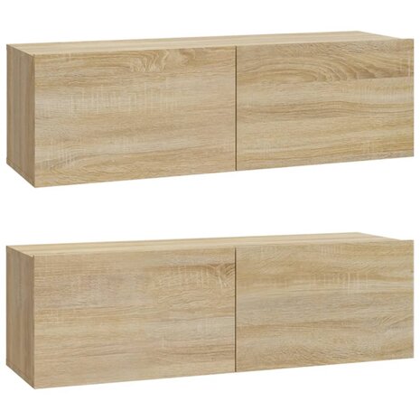 Tv-wandmeubels 2 st 100x30x30 cm hout sonoma eikenkleurig 2